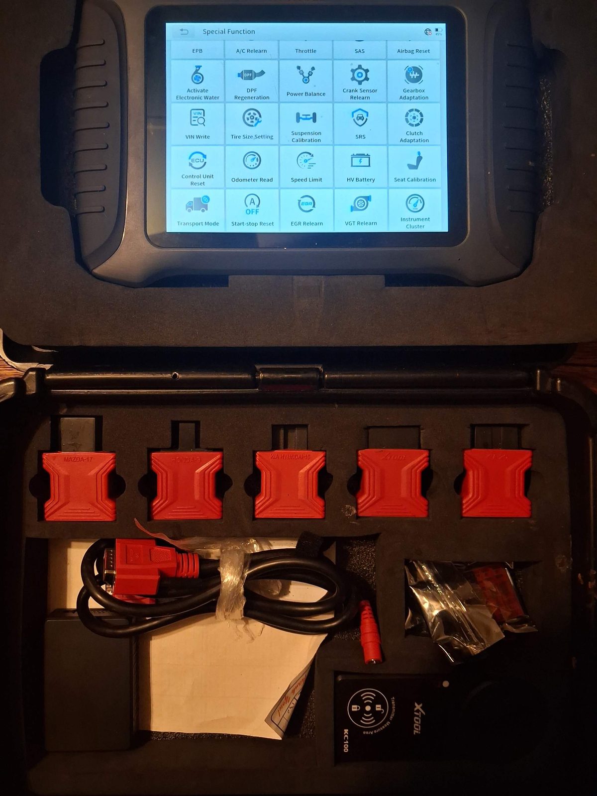 XTOOL X100 PAD3 scan tool showing its special functions menu